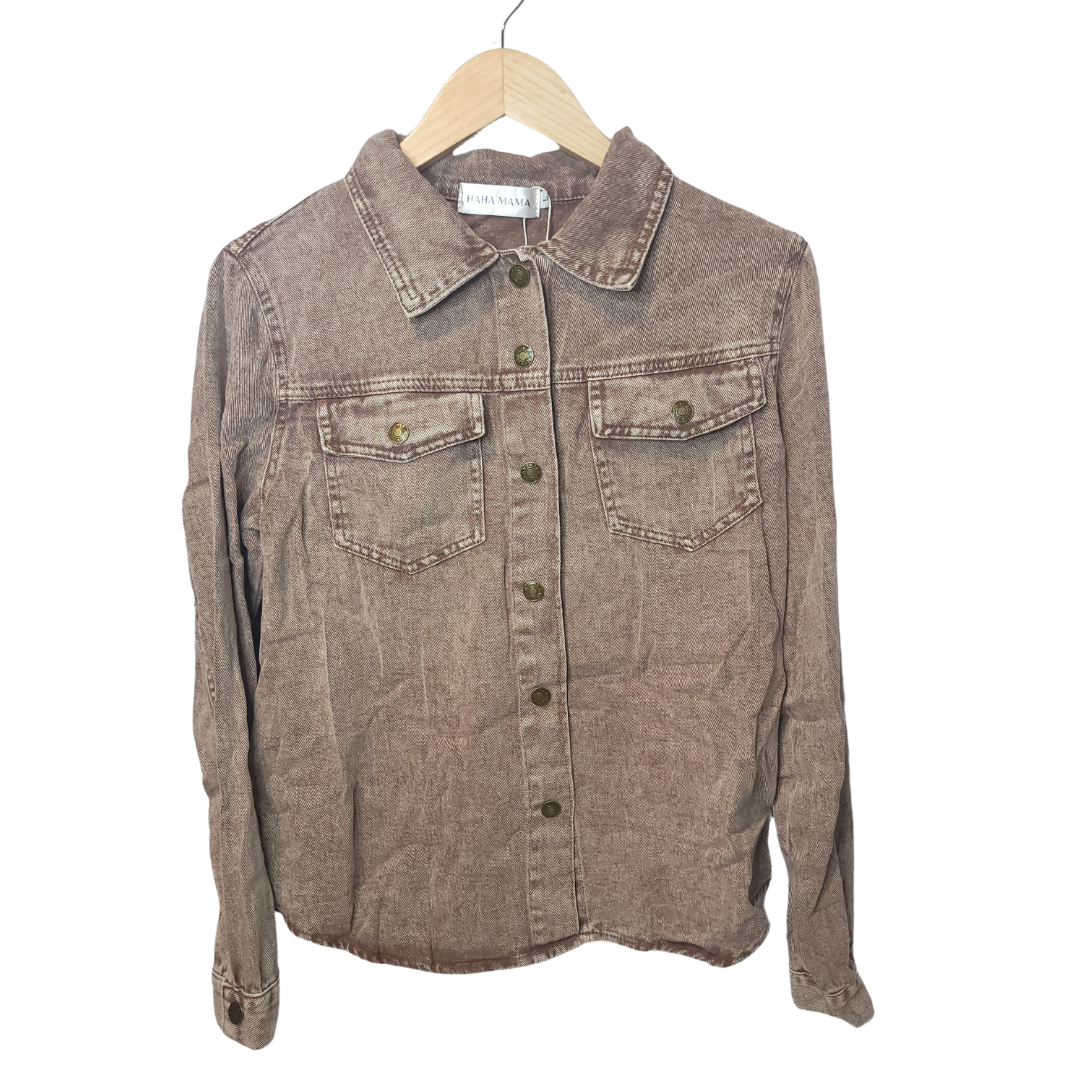 Brown Acid Wash Denim Jacket β Adult & Kid Matching, Lightweight Unisex Jean Jacket