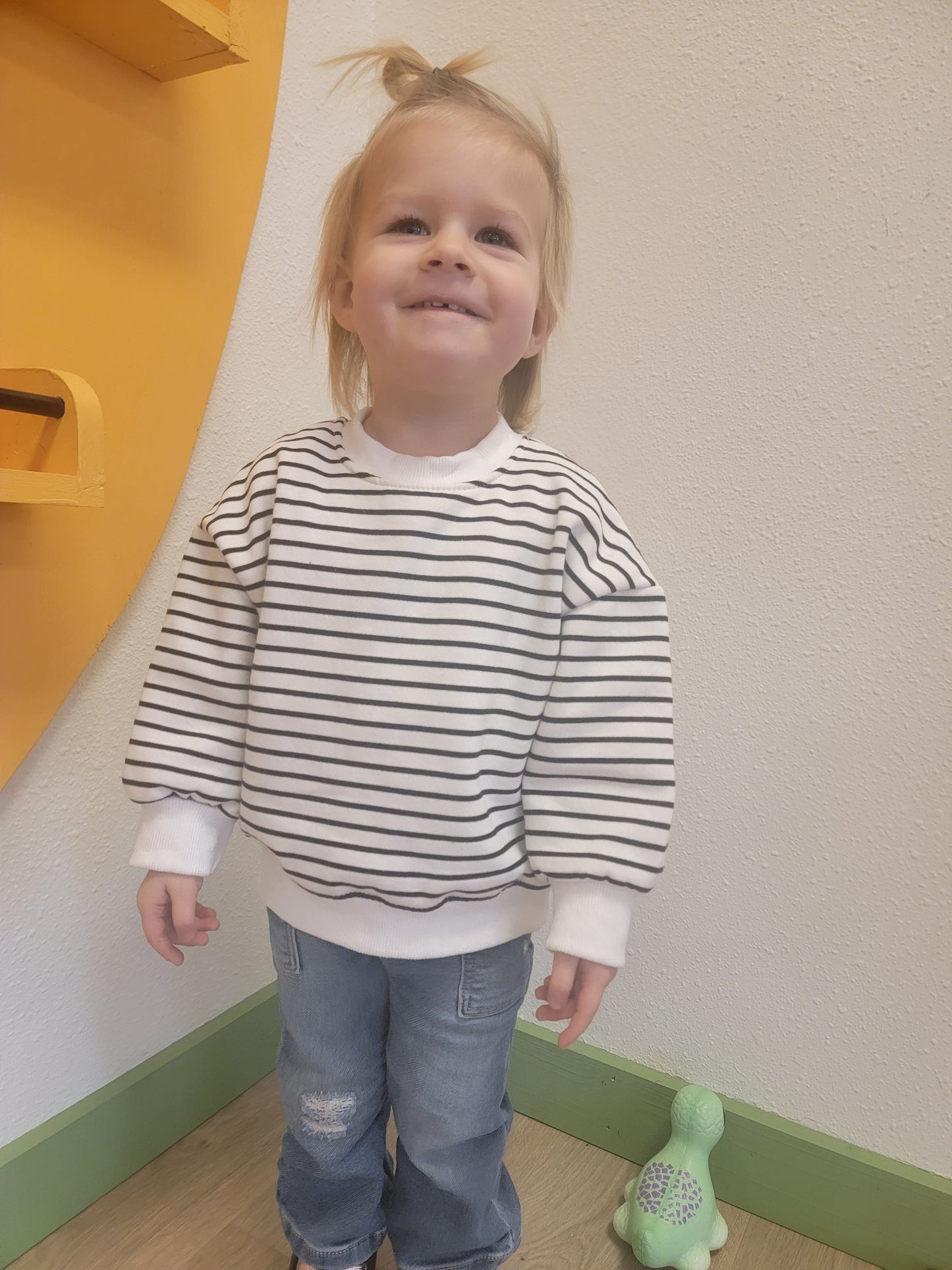 Baby Girl Patches Sweatshirt | Black & White Stripe or Solid White | 100% Cotton
