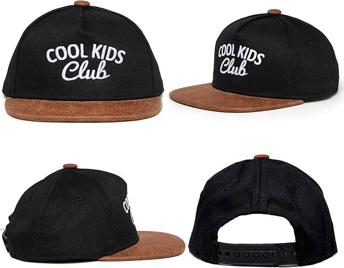 Flat Brim Trucker Hat – Cool Kids Club Black Faux Leather (Kids 2–9Y)