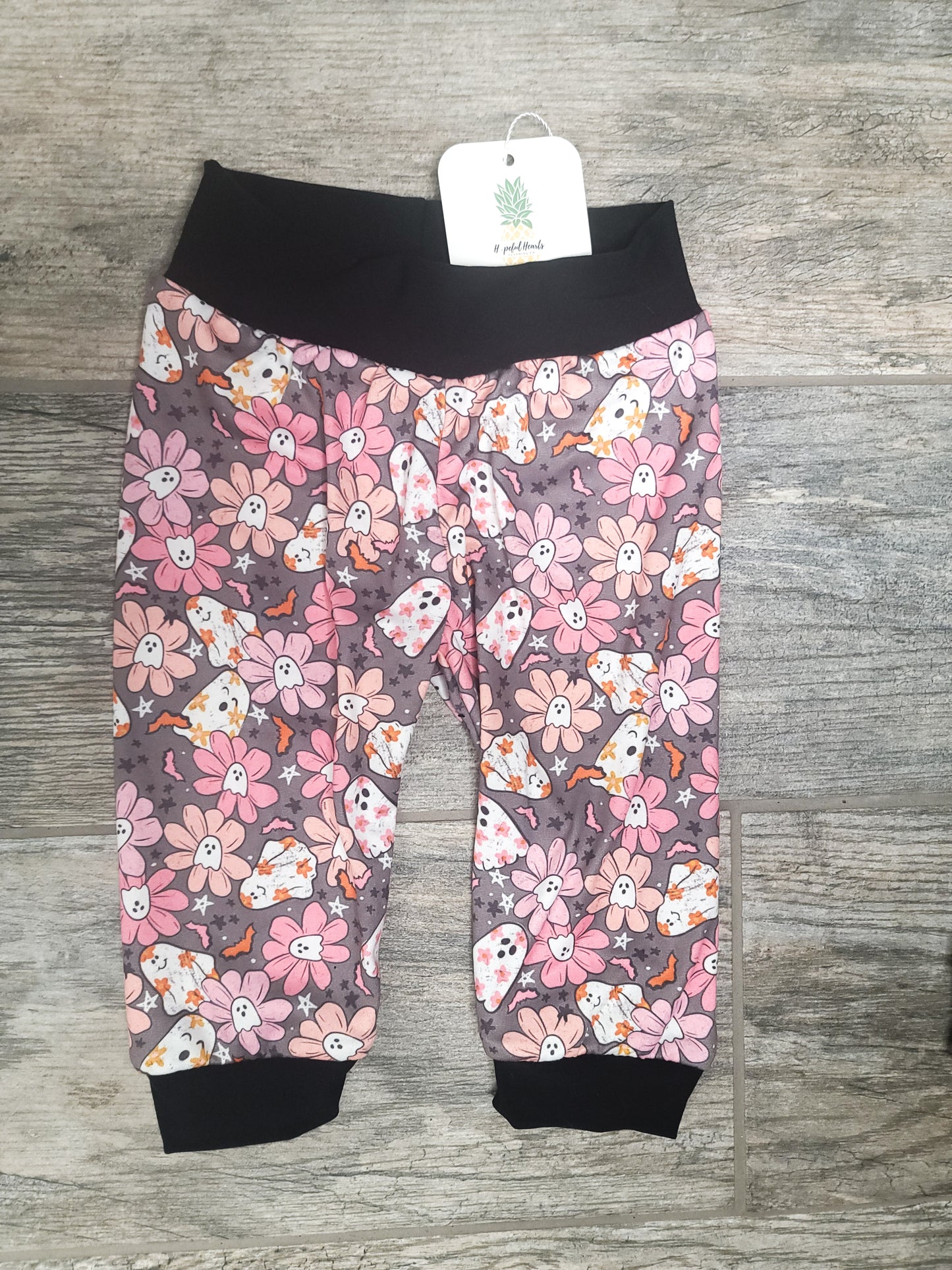 Floral Ghost Joggers – Baby & Toddler Halloween Pants, Newborn to 3T