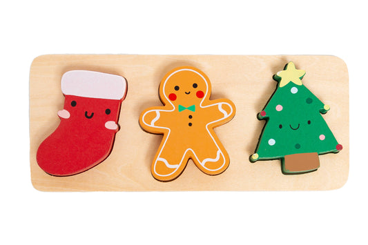 Christmas 3-Piece Wooden Puzzle – Holiday Educational Toy for Babies & Toddlers