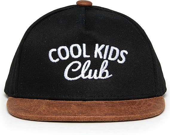 Flat Brim Trucker Hat – Cool Kids Club Black Faux Leather (Kids 2–9Y)