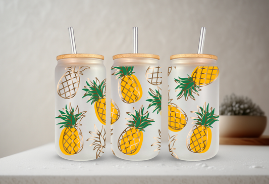 Pineapples 20 oz Glass Tumbler
