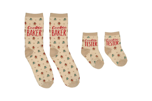Cookie Baker & Tester Sock Set – Matching Holiday Socks for Parent & Toddler
