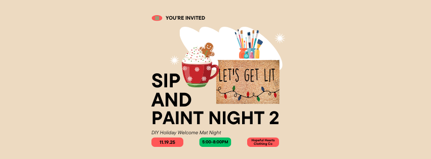 🎄 Sip, Paint & Be Merry — Holiday Welcome Mat Night! 🎨🍷