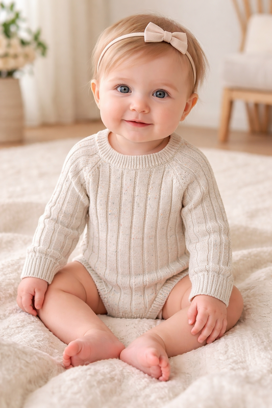 Sprinkle Sweater Gerippter Baby Strampler – Weiches & Kuscheliges Outfit mit Druckknöpfen