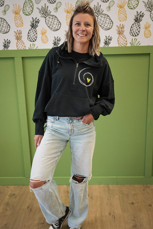Hopeful Hearts Black Essential Pullover – Women’s Infertility Awareness Hoodie