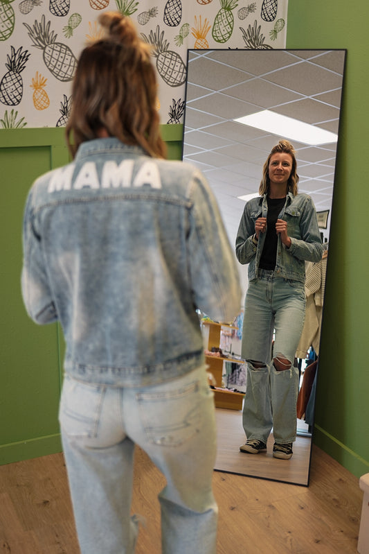 Light Blue Lapel Distressed Denim Jacket – Matching Mama & Mini Outfits