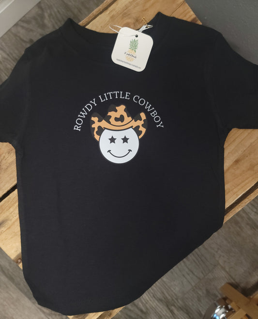 Flat lay alternate view of Rowdy Cowboy Tee, 100% cotton infant and toddler shirt with fun cowboy design