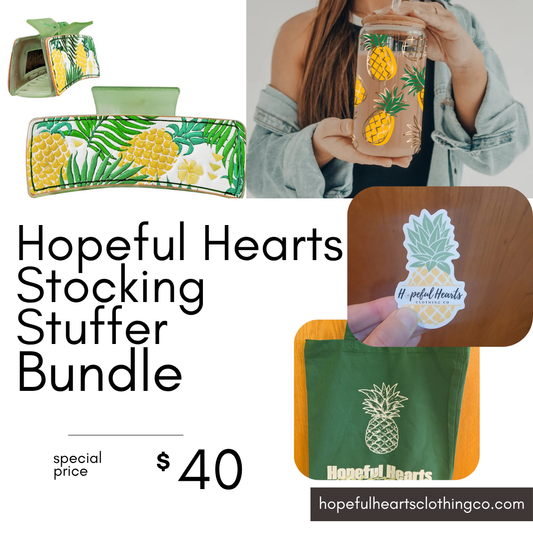 Hopeful Hearts Stocking Stuffer Bundle – Green Pineapple Tote, Infertility Awareness Drinkware & Logo Sticker