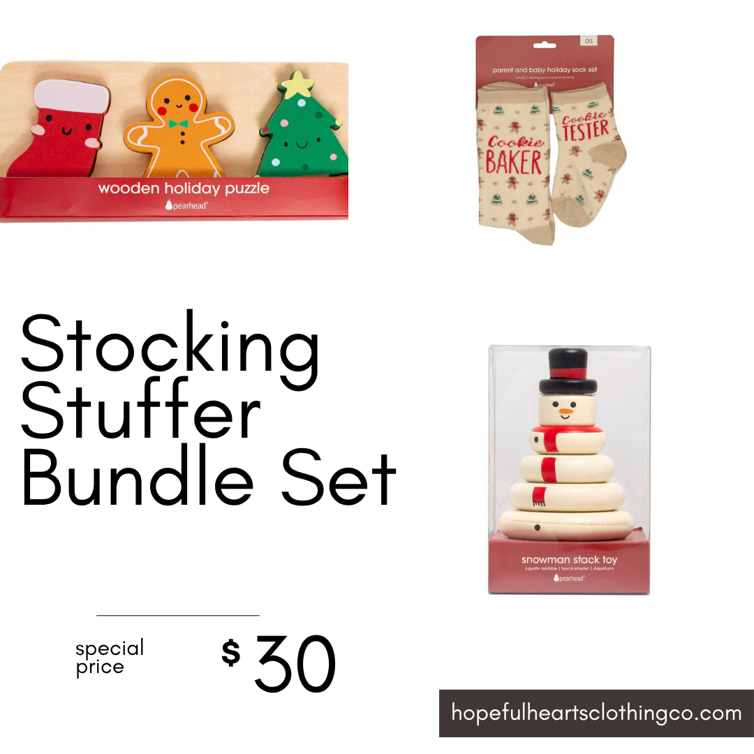 Stocking Stuffer Bundle Set – Holiday Socks, Wooden Toys & Puzzle for Babies & Toddlers
