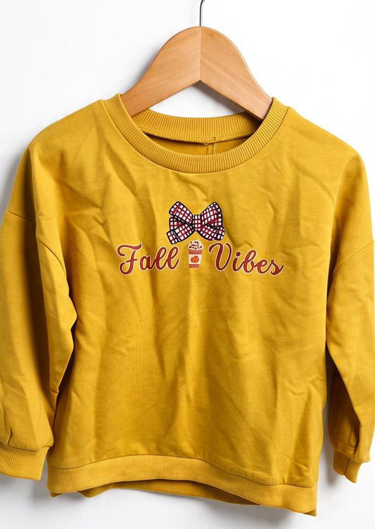 Kleinkind Herbst-Vibes Rundhals-Sweatshirt – Gelbes Gemütliches Sweatshirt 2T-5T