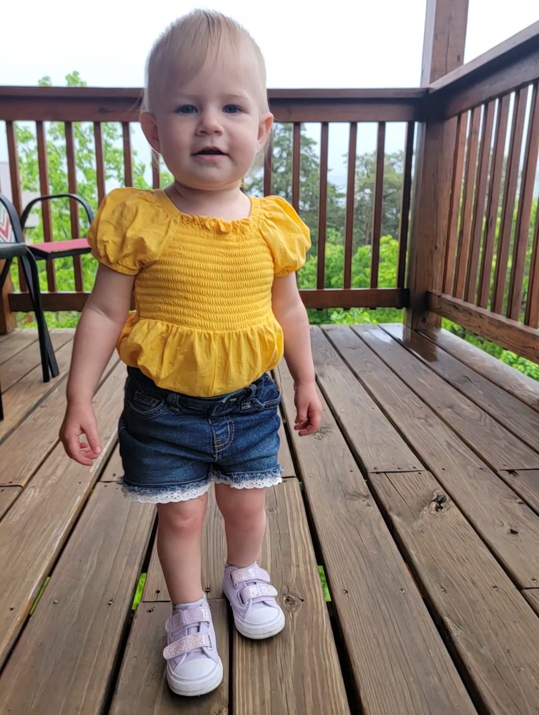 Ava Romper – Infant Girls Cotton Romper in Pink & Yellow