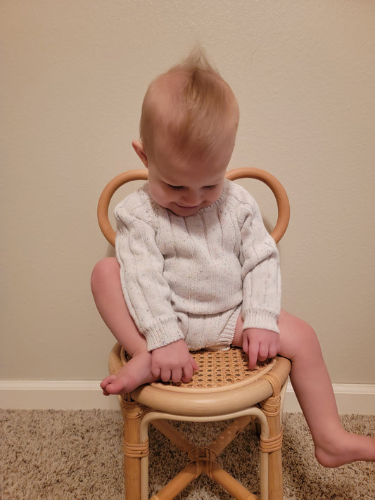 Sprinkle Sweater Knitted Ribbed Baby Romper – Soft & Cozy Infant Outfit with Snaps