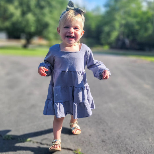 Celeste Tiered Dress – Soft Blue Fit & Flare Dress for Toddlers