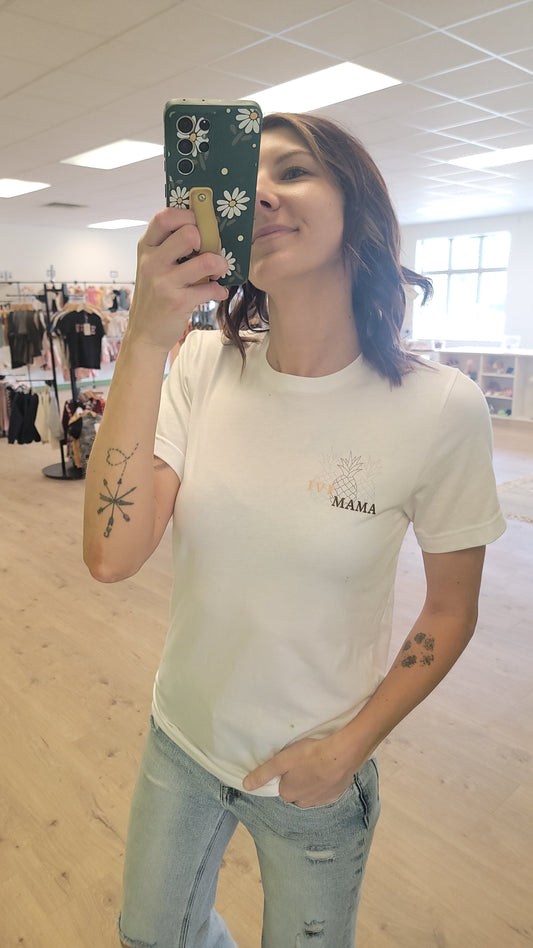 IVF Mama Tee – Infertility Awareness Shirt with Gold Pineapple Design