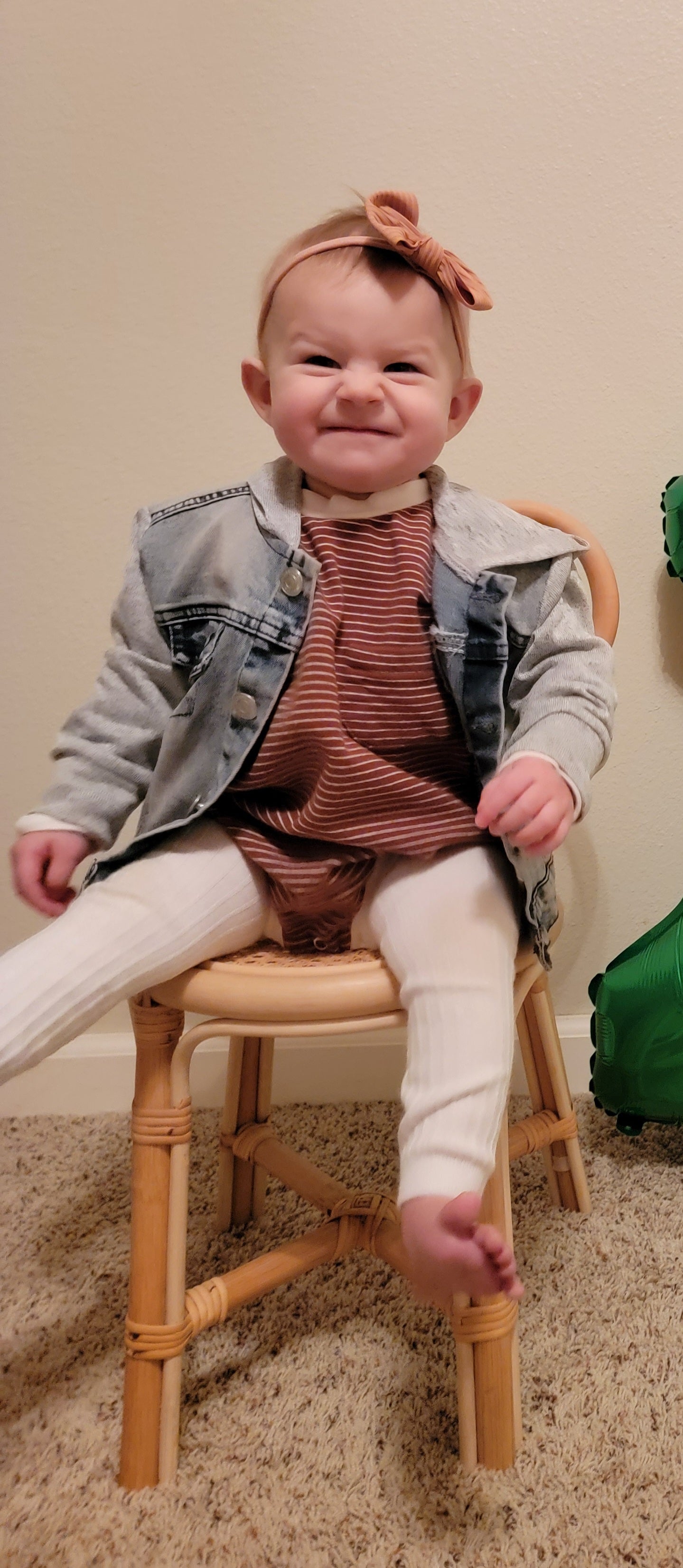 Organic Oversized Bubble Romper – Brown & Pink with White Stripes, Soft Baby Outfit