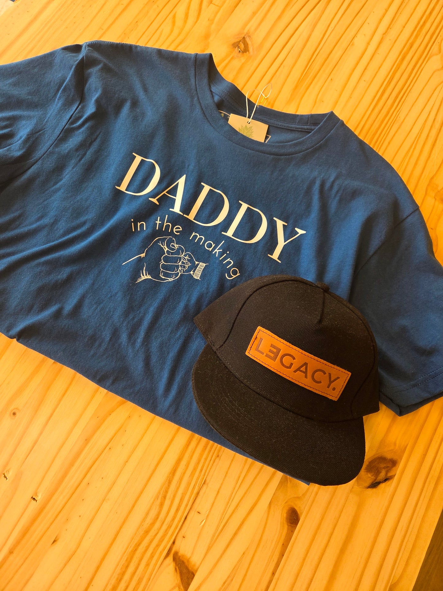 Daddy in the Making Gift Set – Fatherhood Tee & Kids Legacy Hat Bundle