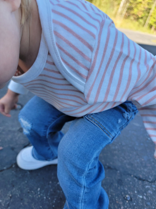 Organic Bubble Gum Pink Striped Long Sleeve Baby Onesie – Soft & Cozy