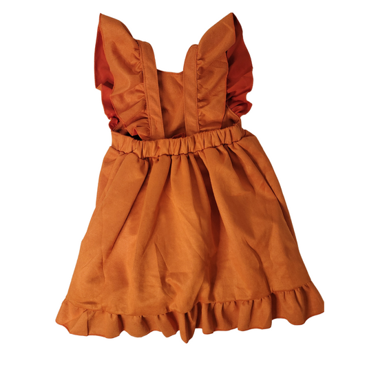 Girls Marigold Suede Dress – Soft Orange Ruffle Dress for Toddlers
